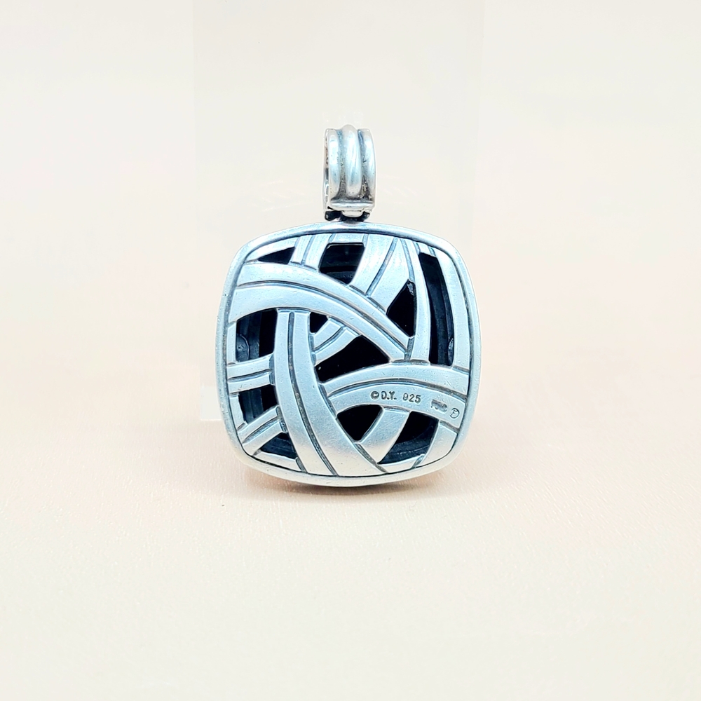 David Yurman Albion 20mm Black Onyx Diamond Pendant Enhancer  - Picture 4 of 9
